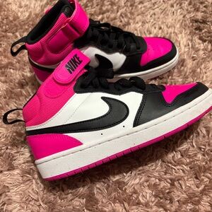 Nike Black, White, and Pink High-Top Sneakers